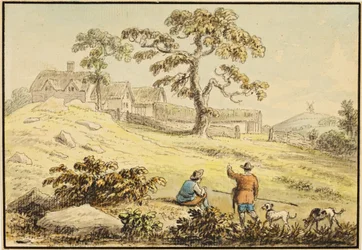Landscape - Two Figures and a Dog